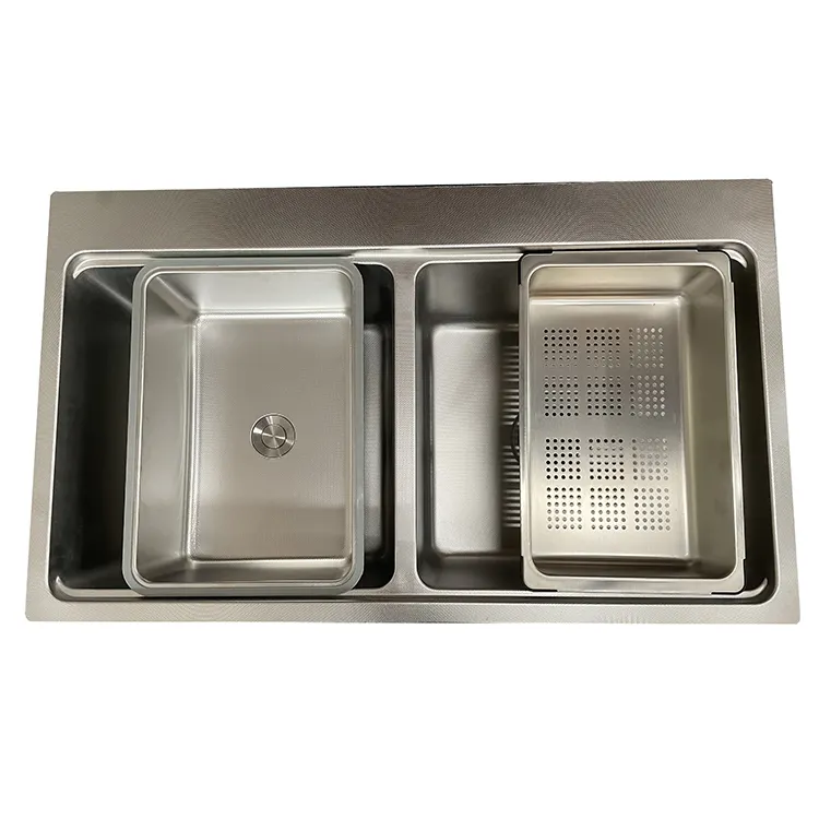 Small R Corner 304 Stainless Steel 20*30 Inch Nano Finish Double Bowl Kitchen Sink