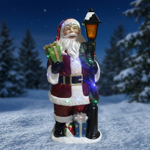 Santa Holding Palace Lantern with LED Lights - Product Image 1