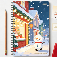 Carnet de notes spirale mini A7 personnalisé de Noël, bloc-notes de poche à motif de dessin animé, cadeau promotionnel, papeterie étudiante, couverture personnalisée avec logo numérique
