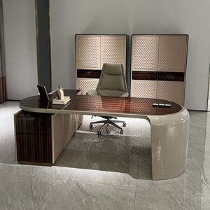 <span class=keywords><strong>Bureau</strong></span> de direction de luxe léger, moderne, en cuir, modulaire, haut de gamme, de conception présidentielle - Product Image 1