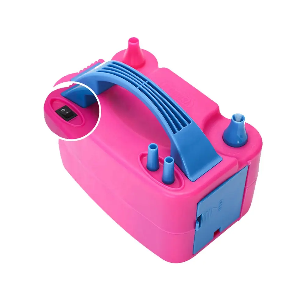 Globo eléctrico de doble boquilla para decoración de fiestas, accesorios de bomba de aire rápida, portátil, azul y rosa