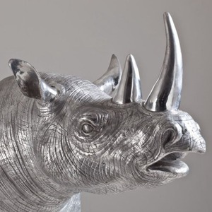 Figurine de rhinocéros grandeur nature en aluminium moulé Sculpture de jardin modèle Décoration Statue de rhinocéros blanc en bronze Prix abordable - Product Image 5