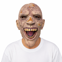 Masque intégral en latex réaliste de zombie, drôle et amusant, pour adulte, avec peau froissée et design de dents à bouche ouverte, pour Halloween, vente en gros, usine OEM