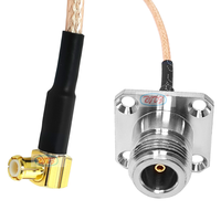 Connecteur MCX mâle à 90 degrés vers prise femelle N à bride 4 trous pour câble pigtail RF RG316 RG178, câble de raccordement, câble d'extension, assemblage