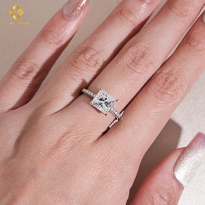 Hot Sale Wedding Princess Cut Ring Moissanite Romantic Ring Gold Plated Wholesale 925 Silver Gift Women Rings - Product Image 6