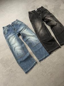 بنطلون كارغو رجالي بتصميم كلاسيكي من YAXI، مُصنّع حسب الطلب، بتصميم Carpenter مزدوج عند الركبة، مصنوع من القطن 100%، مغسول ومنسوج، ومزود بأزرار، قابل للغسل ومناسب لفصل الربيع - Product Image 4