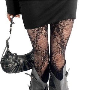 Lace Pantyhose Women's Fishnet Stockings White Gray Brown Black Thin Cotton Mesh Leggings Spring Summer Autumn - Product Image 5