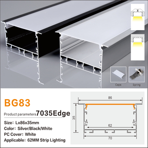 Profilé <span class=keywords><strong>LED</strong></span> en aluminium <span class=keywords><strong>Jumbo</strong></span> pour plinthe 70x35mm, rail anodisé de qualité commerciale pour éclairage de sol de couloir de centre commercial, compatible avec les bandes de 20mm et plus - Product Image 1