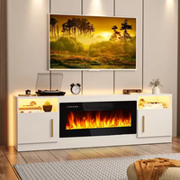 Meuble TV de salon de luxe moderne et minimaliste en bois avec foyer électrique intelligent intégré