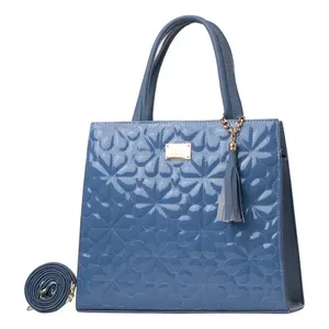 Sac à main en cuir bleu pour femme Fana Kalea avec broderie, fermeture ouverte, usage quotidien décontracté, forme carrée, bandoulière - Product Image 1