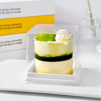 Boîtes à gâteaux carrées transparentes en PET, estampées, en matériaux recyclés, 89x89x77mm, conteneur d'emballage alimentaire en plastique de qualité alimentaire