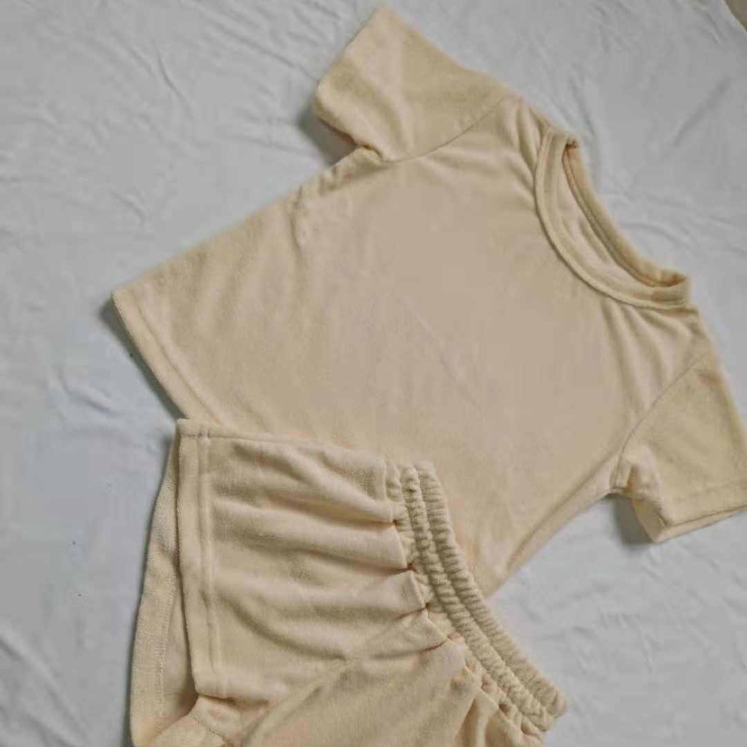 100% органический хлопок, летний Повседневный Детский комбинезон из махровой ткани с коротким рукавом