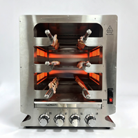 Barbecue à gaz commercial d'extérieur en acier inoxydable à 4 brûleurs avec rôtissoire automatique pour steaks et viandes