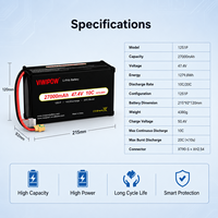 Pengiriman Cepat Baterai Drone 10C High Rate 47.4V 27000mAh 12S UAV Aman LiPo Konektor Khusus Baterai Drone Industri
