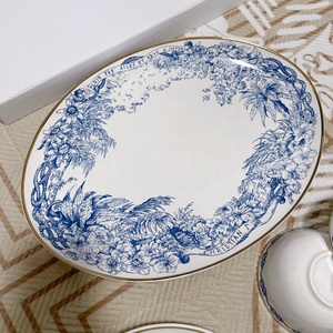 Juego de Vajilla de Porcelana China de 41 Piezas Color Azul Claro Europeo Más Vendido y Plato de Postre de Porcelana - Product Image 5