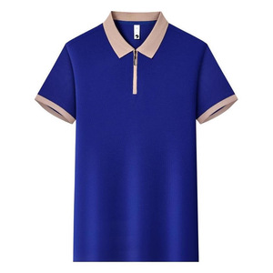 Polo Unisex Blanco con Ribete Azul Marino, Manga Corta, Ropa de Trabajo para Uso Diario, Tela de Poliéster GJ18-188 - Product Image 4