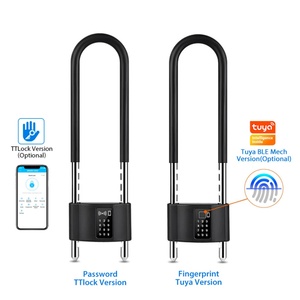 Security TTlock Fingerprint Bicycle Electronic Smart Anti-theft Security <b>Portable</b> Smart Door <b>Lock</b> Anti-pry Smart U <b>Lock</b> - Product Image 2