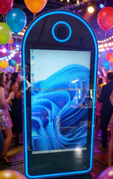 Miroir Magique Professionnel 65 Pouces avec Impression Instantanée, Cabine Photo Portable à Cadre Métallique pour Fêtes, Mariages et Événements