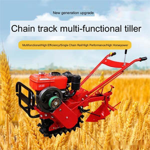Cultivador Multifuncional Rojo Pequeño con Motor Diésel Refrigerado por Aire, Arado Reversible, Sembradora y Azada, Versión con Correa de Transmisión, Motor Principal - Product Image 6