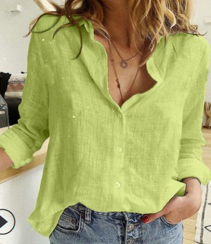 Camicia in lino verde con bottoni