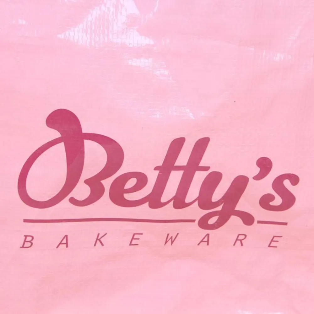 Double Handles Large Sizes Laminated PP Pink Woven Tote Bag Woven Tote Shopping Bag Custom Embroidery Logo On Handles