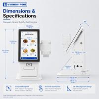 Layar Sentuh 10.1 Inci Terlaris, Kios Layanan Mandiri All-in-One POS untuk Restoran, Pembayaran SDK Intel Core