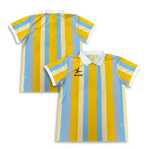 Özel açık spor T Shirt erkek toptan boş süblimasyon ucuz çizgili Polo gömlekler