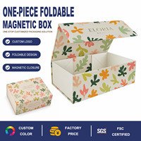 Boîte rigide magnétique pliable en une seule pièce, structure pliable pour expédition à plat, fond automatique sans assemblage par colle pour emballage cadeau