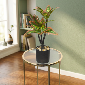 Artificial Indoor <b>Potted</b> <b>Succulent</b> Autumn-Edge Variegated Tabletop Shrub - Product Image 3