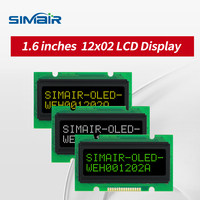 WEH001202A Modul Layar OLED Karakter 12x2 Putih WS0010 Antarmuka 6800 5V 16-Pin Suhu Lebar