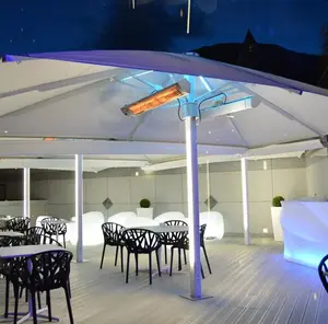 Multifunctionele Mode Winddicht Waterdicht Zonnescherm Verlichting Outdoor Parasol Led Licht Patio Restaurant Paraplu