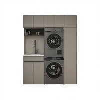 Meuble de machine à laver moderne Hyundai personnalisé pour balcon, structure en aluminium alvéolé, double machine lavage-séchage, hauteur optimisée