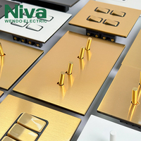 Interruptores de Pared Retro NIVA NV5 de 4 Vías y 2 Posiciones, 13A, Cobre, Unipolar/Bifásico, 220V, Estándar del Reino Unido, para Uso en Casa y Hotel, Vida Útil de 50000 Ciclos