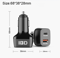 Chargeur de voiture rapide double port 12V-24V 48W pour OEM, adaptateur QC3.0/PD30W/PPS avec LED bleue pour montre connectée et écouteurs