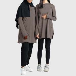 Abbigliamento sportivo modesto personalizzato per donne musulmane <span class=keywords><strong>tuta</strong></span> sportiva a maniche lunghe con fori e tasche tute da ginnastica traspiranti - Product Image 5