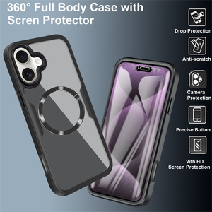 2 em 1 Design Protetor de Tela Tampa Frontal 360 ° Proteção Total Transparente Anti Fall Magnético Mobile Phone Cases para <span class=keywords><strong>Iphone</strong></span> 16 - Product Image 4