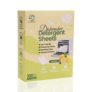 SANYUAN 100 Cargas Hojas de detergente desechables ecológicas para lavavajillas Sin plástico Biodegradable Aroma a limón Tabletas para lavavajillas - Product Image 5