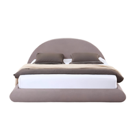 Lit plateforme de luxe léger, taille Queen, avec sommier surélevé en tissu, idéal pour les petits appartements familiaux et les hôtels