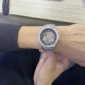 BAOLISHI zircone quadrante da <span class=keywords><strong>uomo</strong></span> 925 in argento sterling braccialetto puntatore digitale automatico orologio meccanico - Product Image 4