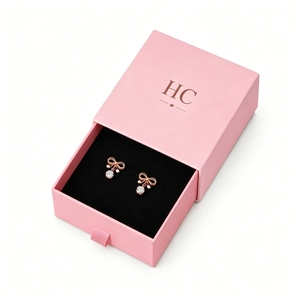 Luxury Special <b>Paper</b> Jewelry Drawer <b>Box</b> Elegant Ribbon Tab Stud Earring Case Custom Logo Foil Stamping Packaging Wholesale - Product Image 3