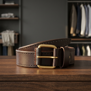B S International HTR5648 OEM Personnalisé Marron Cuir de vachette Boucle carrée à ardillon en acier Durable Écologique Imperméable - Product Image 1