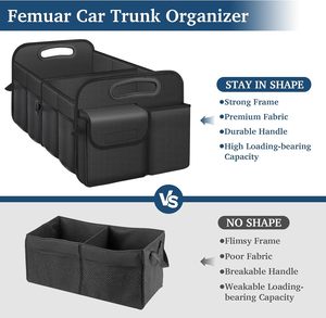 Sac de rangement pliable de luxe en polyester pour coffre de voiture, 3 compartiments, grand organisateur de siège arrière de voiture, véhicule - Product Image 4