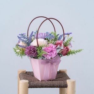Panier de fleurs artificielles CallaFloral, œillets roses, roses, décoration de mariage, décoration de la maison, accessoires pour la Saint-Valentin CF01406 - Product Image 1