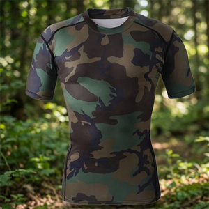 Men's High Quality Casual Camouflage Custom Sublimation Satin Knitted Breathable Gym & Jogging T-Shirts Wholesale - Product Image 3