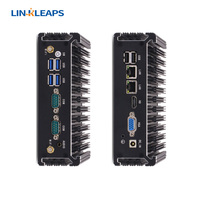 Mini PC Industrial Sin Ventilador Linkleaps Compacto con Intel Core I3 I5 I7, Computadora Industrial Integrada Tipo Box PC con 2 GbE 2 RS232 RS485