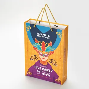 Wholesale Luxury Custom Printed Laminated Shopping Gift Packaging Paper Bag With Your Own Logo with handle and bow Tie