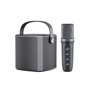 Karaoke portátil recargable para exteriores para niños, altavoces pequeños de alta potencia, micrófono único, altavoz inalámbrico de doble diente azul de 5W con correa - Product Image 4