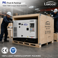Generador Diésel Silencioso de 15 kVA 15 kW, Trifásico 240 V 480 V, Generador Eléctrico Monofásico para Respaldo de Energía en el Hogar y Comercios
