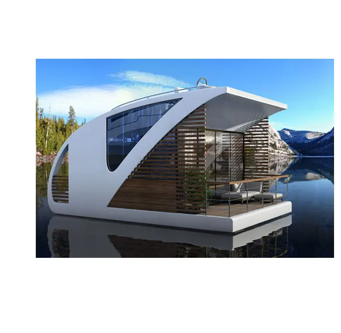 Modular Floating Hotel Mobile Water Houseboat Sea Driving Houseboat Prefab House Modular Homes Mobile Floating Homes