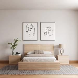 All'ingrosso lusso ciliegia nera 3 pezzi camera da letto con telaio del letto e comodino per casa Hotel Villa o appartamento - Product Image 1